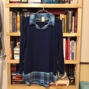 Blouse/ shirt sweater attached